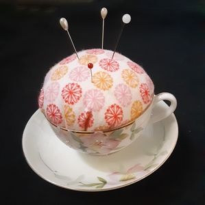 Teacup pin cushion